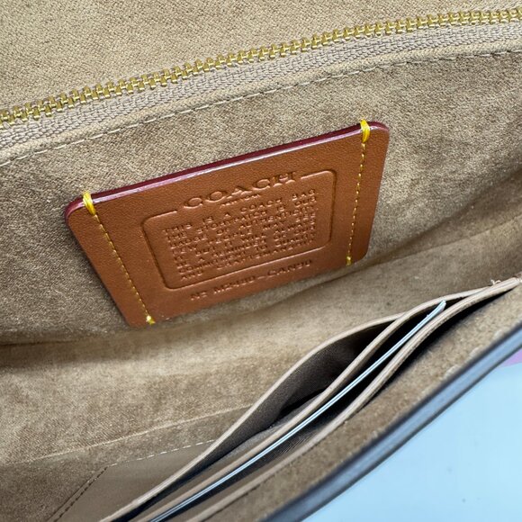 COACH Brook leather flap chain link shoulder crossbody bag - Fuchsia (Defective) - Picture 8 of 14